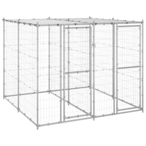 Lauko voljeras šunims vidaXL, sidabrinis, 4,84m²