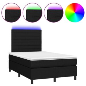 Lova su spyruoklėmis ir LED apšvietimu juoda 120x200cm