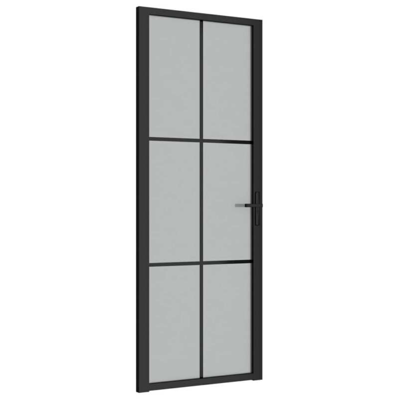 Matinio stiklo ir aliuminio vidaus durys 76x2015 cm  juodos