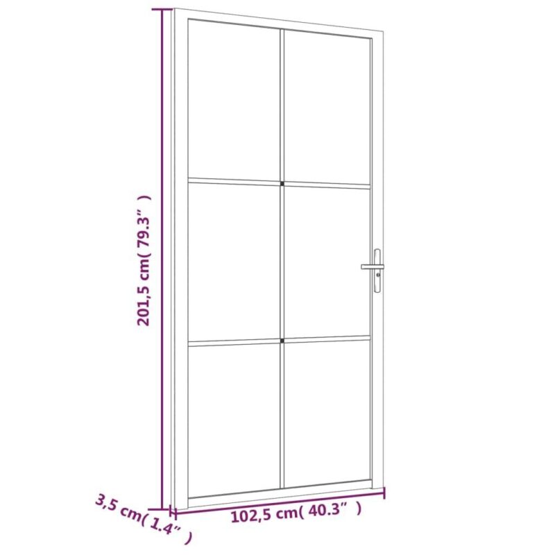 Matinio stiklo ir aliuminio vidaus durys juodos 1025x2015 cm