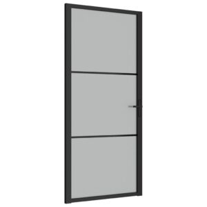 Matinio stiklo ir aliuminio vidaus durys 93x2015 cm juodos