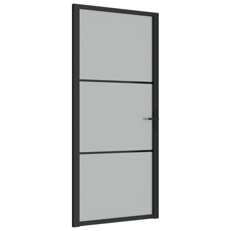Matinio stiklo ir aliuminio vidaus durys 93x2015 cm juodos