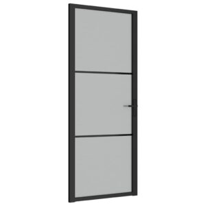 Matinio stiklo ir aliuminio vidaus durys juodos 83x2015 cm