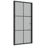 Matinio stiklo ir aliuminio vidaus durys juodos 1025x2015 cm