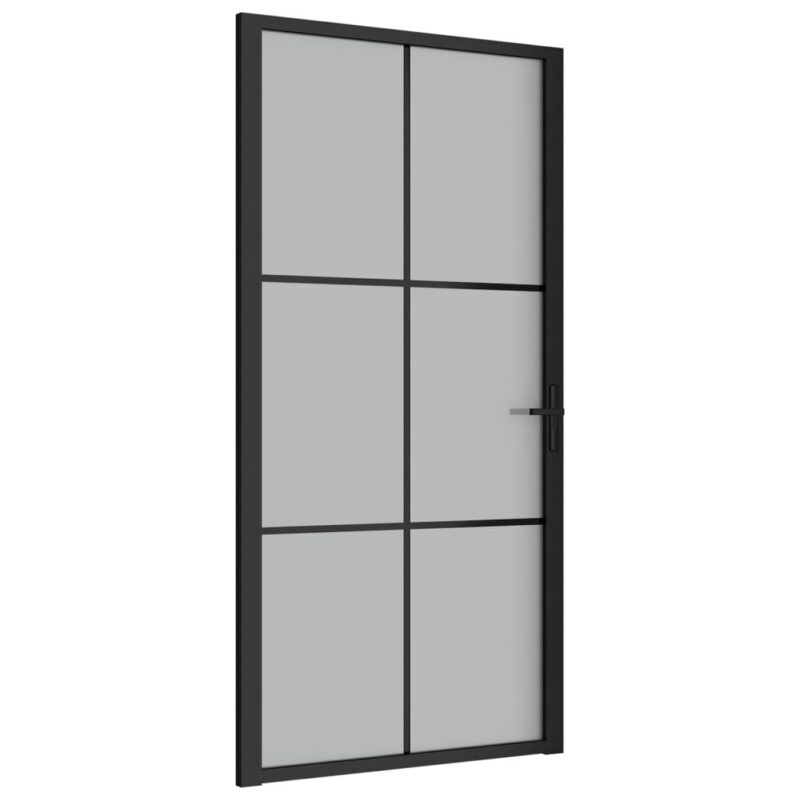 Matinio stiklo ir aliuminio vidaus durys juodos 1025x2015 cm