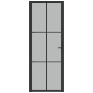 Matinio stiklo ir aliuminio vidaus durys 76x2015 cm  juodos