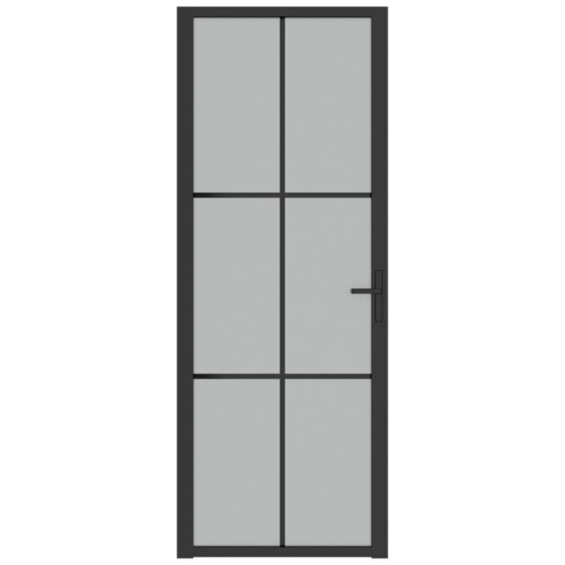 Matinio stiklo ir aliuminio vidaus durys 76x2015 cm  juodos