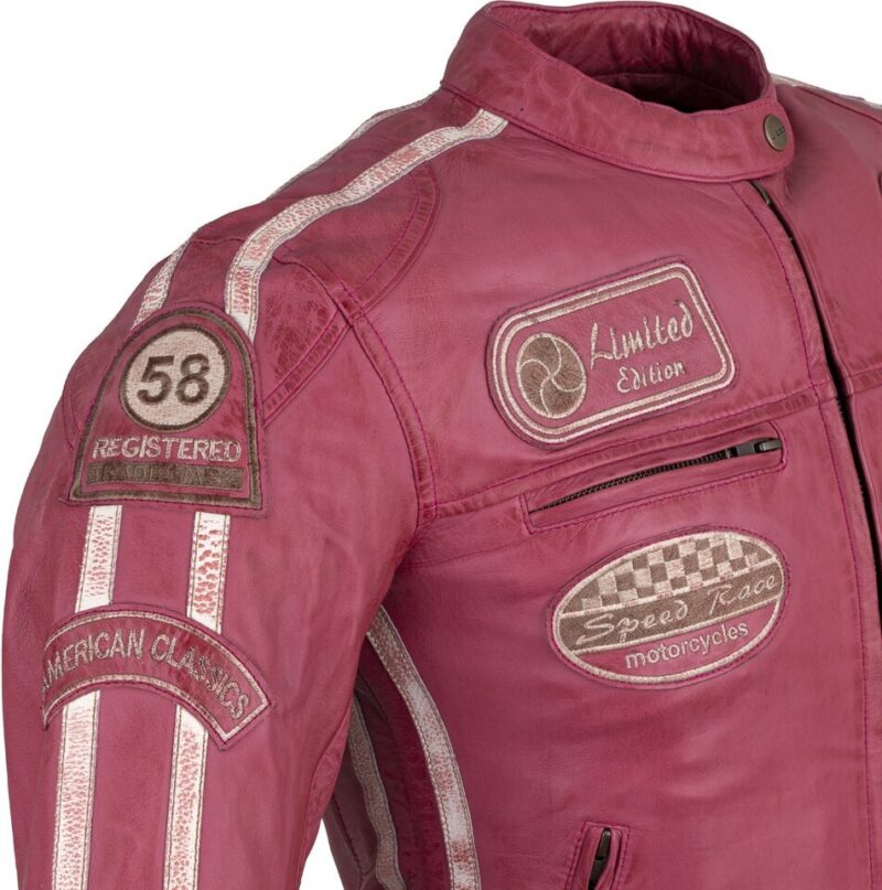 Moteriška odinė moto striukė W-TEC Sheawen Lady Pink - XS - Image 3