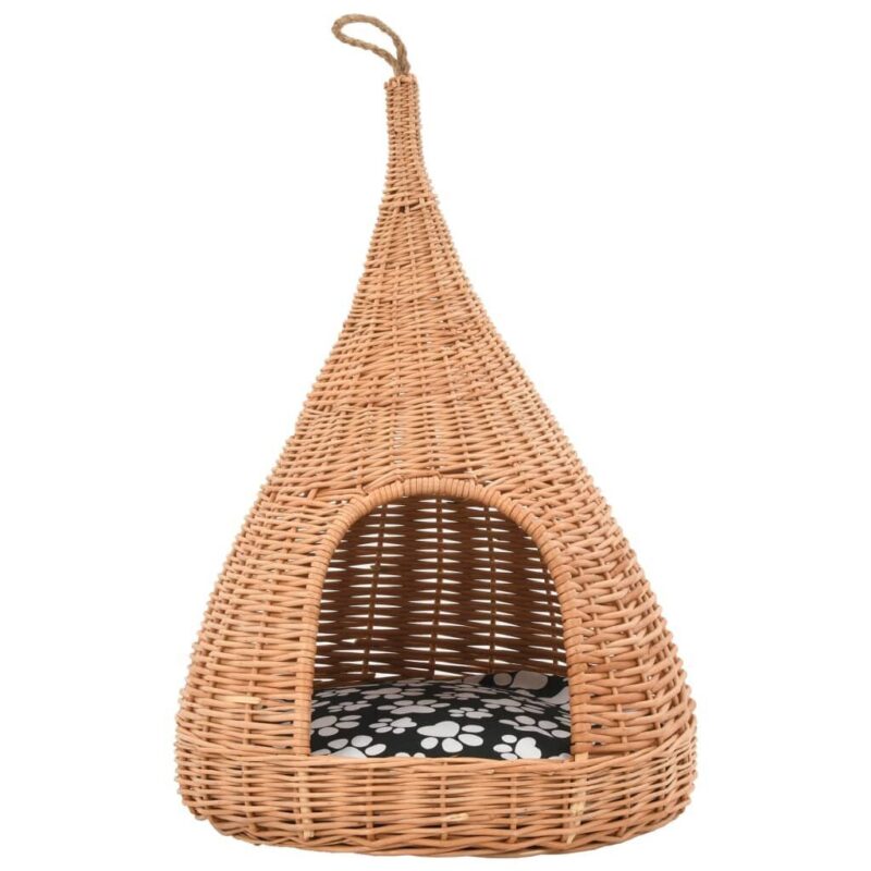Namelis katėms su pagalvėle, 40x60cm, natūralus gluosnis, tipis - Image 3