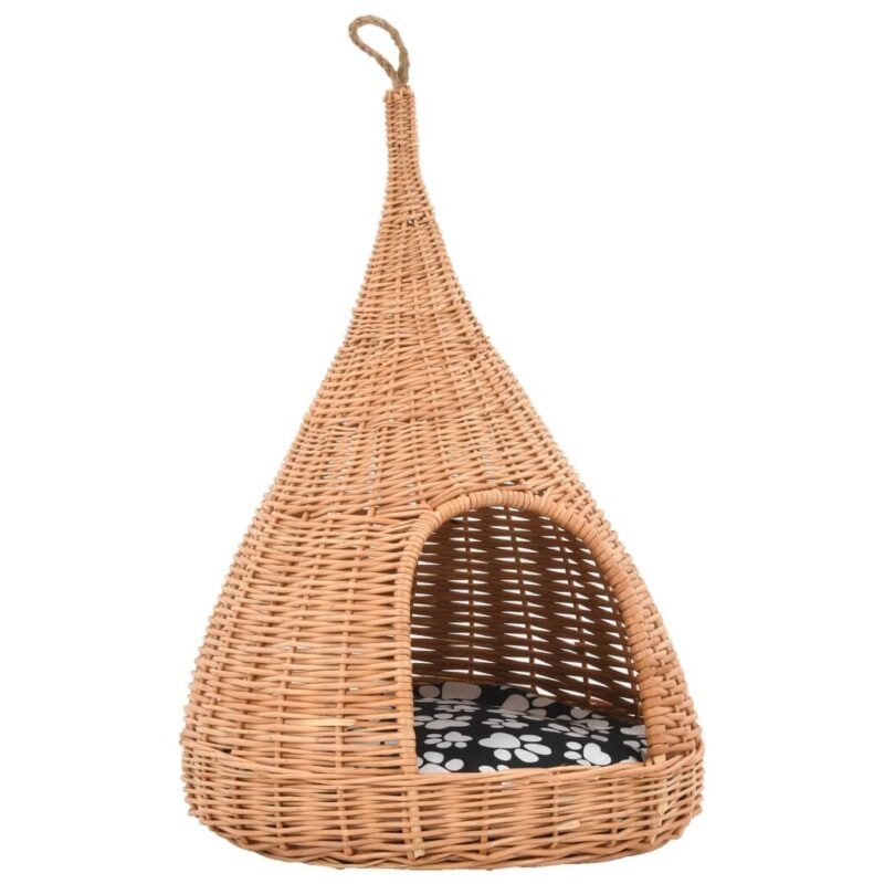 Namelis katėms su pagalvėle, 40x60cm, natūralus gluosnis, tipis - Image 2