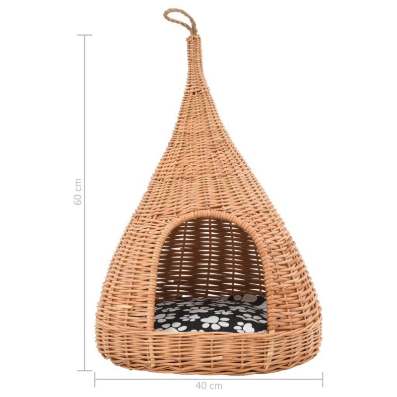 Namelis katėms su pagalvėle, 40x60cm, natūralus gluosnis, tipis - Image 8