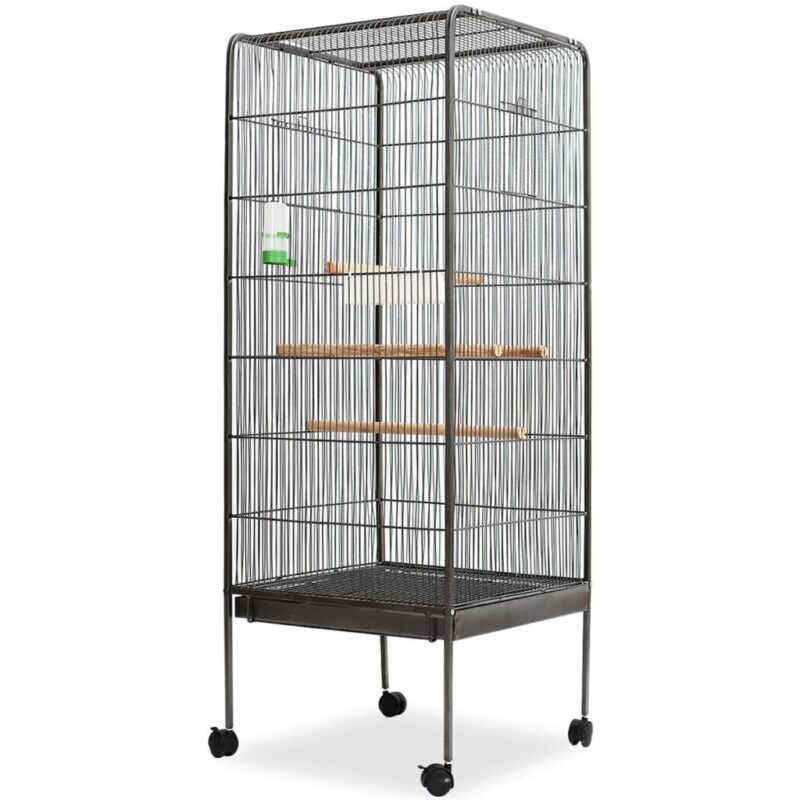 Juodas plieninis paukščių narvas 54x54x146 cm – belsi.lt