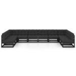 Sodo baldų komplektas 10 dalių su pagalvėlėmis  Juoda