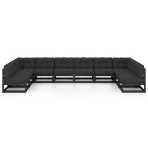 Sodo baldų komplektas 10 dalių su pagalvėlėmis  Juoda