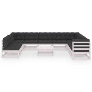 Sodo baldų komplektas su pagalvėlėmis 11 dalių balta