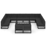 Sodo baldų komplektas 12 dalių iš pušies medienos su pagalvėlėmis