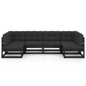 Sodo baldų komplektas su pagalvėlėmis 6 dalių juodas