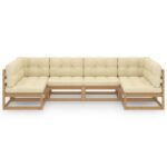 Rudas 6 dalių sodo baldų komplektas su pagalvėlėmis