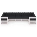 Sodo baldų komplektas su pagalvėlėmis 7 dalių Balta