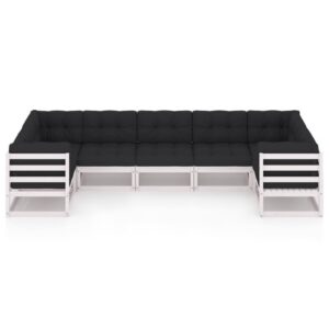 Sodo baldų komplektas su pagalvėlėmis 7 dalių Balta