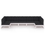 7 dalių sodo baldų komplektas su pagalvėlėmis iš medžio masyvo