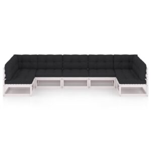 7 dalių sodo baldų komplektas su pagalvėlėmis iš medžio masyvo