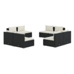 Sodo baldų komplektas su pagalvėlėmis 8 dalių juodas