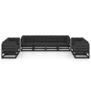 Sodo baldų komplektas su pagalvėlėmis 8 dalių medžio masyvas