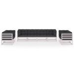 Sodo baldų komplektas su pagalvėlėmis 8 dalių Balta