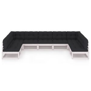 Sodo baldų komplektas 9 dalių su pagalvėlėmis iš medžio