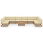 Sodo komplektas su pagalvėlėmis 11 dalių rudas | Belsilt