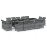 15 dalių pilkas sodo komplektas su pagalvėlėmis | Belsilt