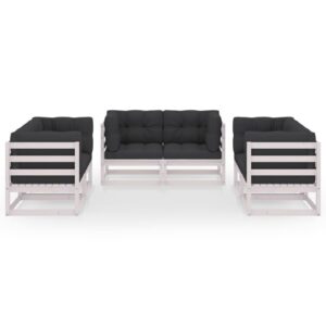 Sodo komplektas 6 dalių su pagalvėlėmis  medžio masyvas