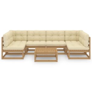 7 dalių sodo komplektas su pagalvėlėmis iš medžio masyvo