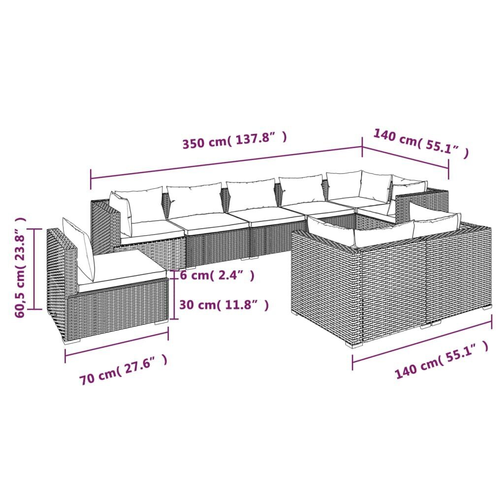sodokomplektassupagalvelemis9daliupilkas739f8pigiaureference belsilt 9 dalių pilkas poliratano sodo komplektas su pagalvėlėmis