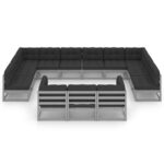 Sodo komplektas su pagalvėmis 13 dalių pilkas  patvarus ir patogus