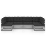 Pilkas 6 dalių sodo komplektas su pagalvėmis  tvirtas ir patogus