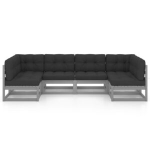 Pilkas 6 dalių sodo komplektas su pagalvėmis  tvirtas ir patogus