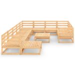 Sodo poilsio baldų komplektas 12 dalių iš medžio masyvo