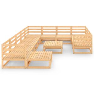 Sodo poilsio baldų komplektas 12 dalių iš medžio masyvo