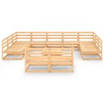 Sodo poilsio baldų komplektas 12 dalių iš medžio masyvo