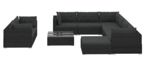 Sodo poilsio baldų komplektas su pagalvėlėmis juodas  Belsilt