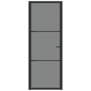 Juodos stiklinės ir aliuminės vidaus durys 76 x 2015 cm