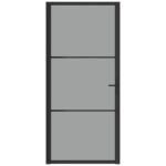 Juodos stiklinės ir aliuminės vidaus durys 93x2015 cm  Belsilt