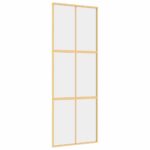 Auksinės 76x205cm stumdomos durys su stiklu ir aliuminiu