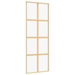 Auksinės stumdomos durys 76x205 cm su stiklu ir aliuminiu