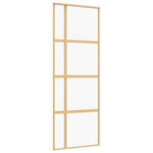 Auksinės stumdomos durys 76x205cm su stiklu ir aliuminiu