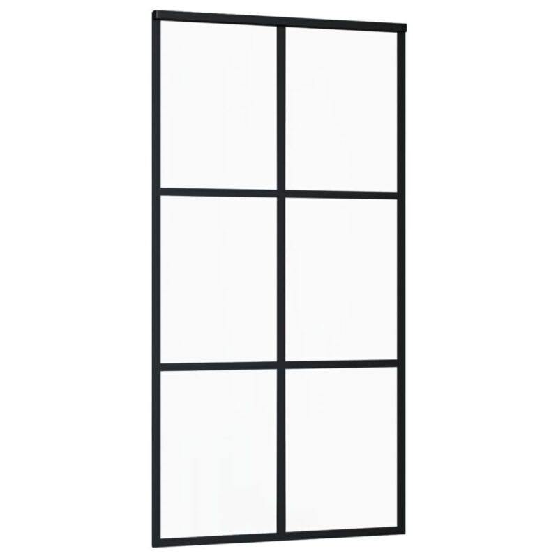 Stumdomos durys, juodos, 102x205cm, ESG stiklas ir aliuminis, Juoda - Image 3