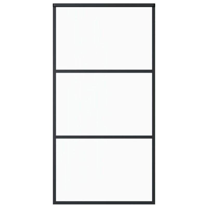 Stumdomos durys, juodos, 102x205cm, ESG stiklas ir aliuminis, Juoda - Image 2