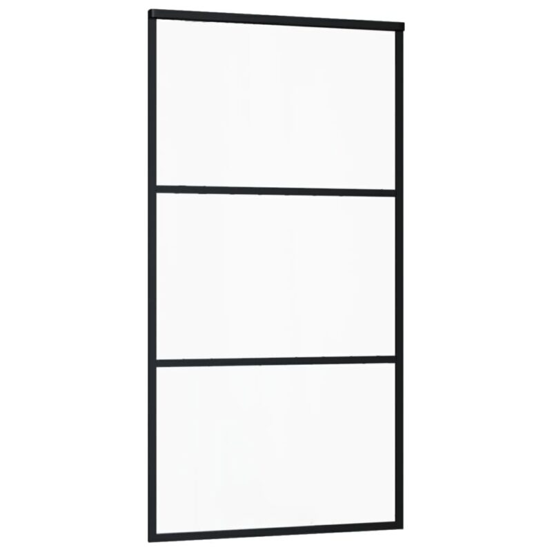 Stumdomos durys, juodos, 102x205cm, ESG stiklas ir aliuminis, Juoda - Image 3